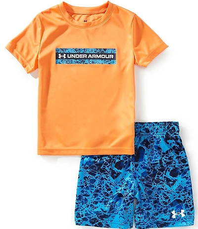 Under Armour Little Boys Short Sleeve UA Tech™ T-Shirt & Printed Tech Performance Shorts Set