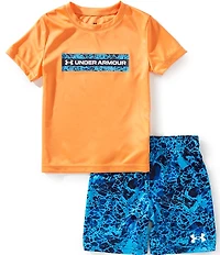 Under Armour Little Boys Short Sleeve UA Tech™ T-Shirt & Printed Tech Performance Shorts Set
