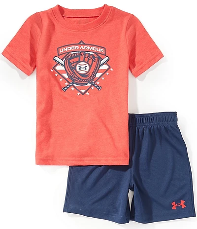 Under Armour Little Boys Short Sleeve Baseball Tee & Shorts 2-Piece Set