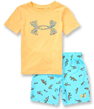 Under Armour Little Boys Short Sleeve Big Icon Logo T-Shirt & Lure-Printed Shorts Set
