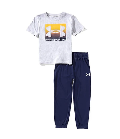 Under Armour Little Boys Short Sleeve Block Logo T-Shirt & Jogger Pants Set