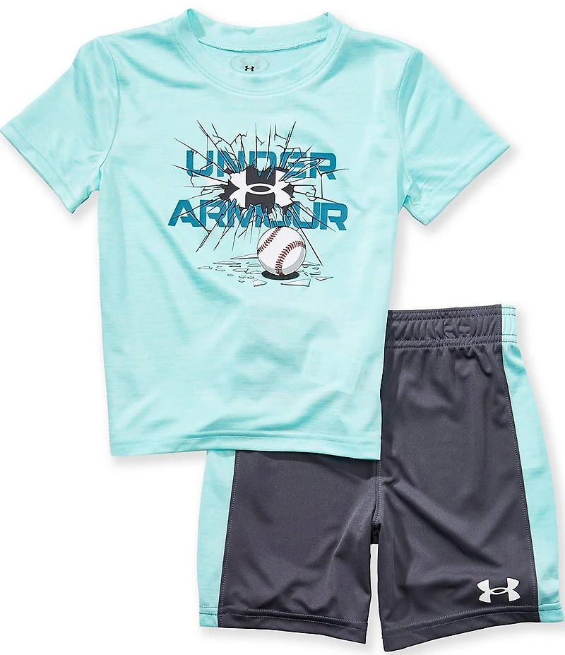 Under Armour Little Boys Short Sleeve Break Ball UA Tech™ T-Shirt & Printed Tech Performance Shorts Set