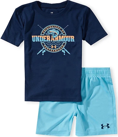 Under Armour Little Boys Short Sleeve Costal Fish Graphic T-Shirt & Shorts Set