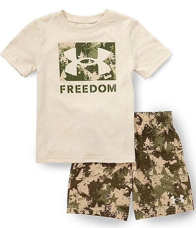 Under Armour Little Boys Short-Sleeve Freedom/Stars T-Shirt & Printed Shorts Set