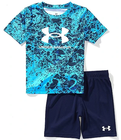 Under Armour Little Boys Short-Sleeve Printed UA Tech™ T-Shirt & Solid Performance Shorts Set