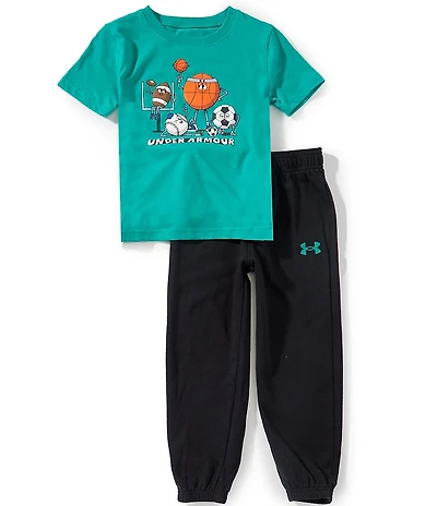 Under Armour Little Boys Short-Sleeve Puff-Print Jersey T-Shirt & Coordinating Rival Terrycloth Jogger Pants 2-Piece Set