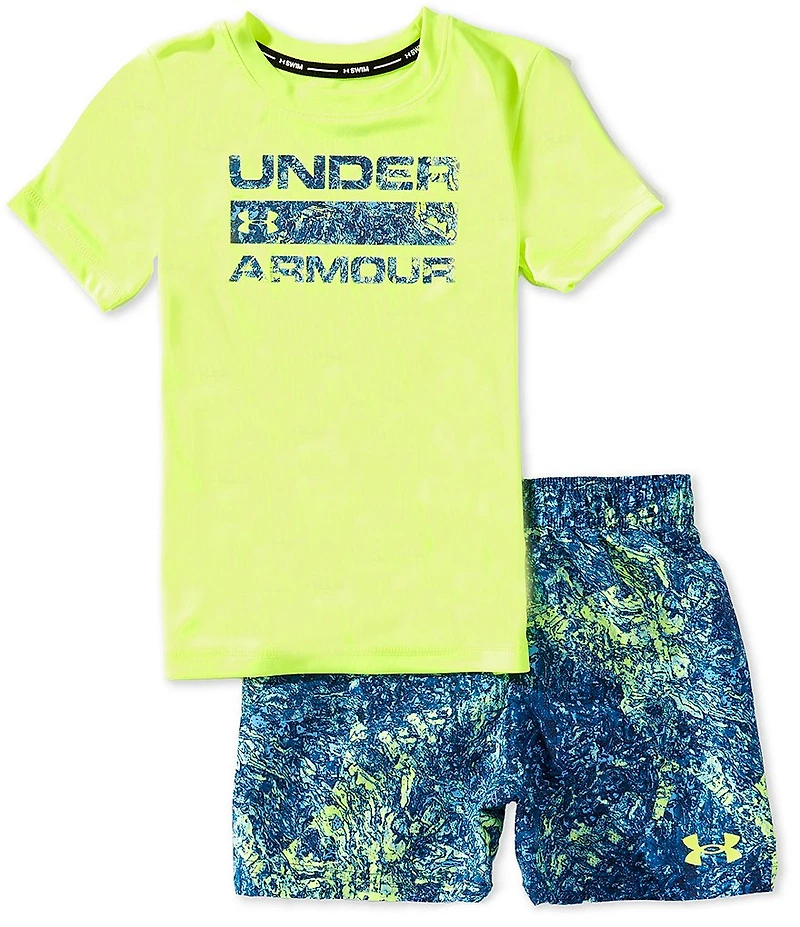 Under Armour Little Boys Short-Sleeve Rashguard T-Shirt & Volley Swim Trunks Set