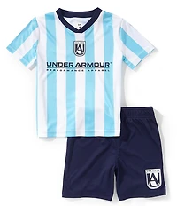 Under Armour Little Boys Short Sleeve Stripe Soccer Shirt & Short 2-Piece Set