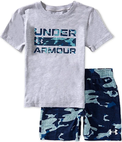 Under Armour Little Boys Short-Sleeve T-Shirt & Camouflage-Printed Shorts Set