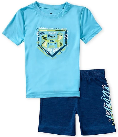 Under Armour Little Boys Short Sleeve Tech Scribble Tee & Shorts 2-Piece Set