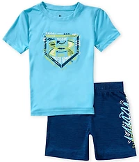 Under Armour Little Boys Short Sleeve Tech Scribble Tee & Shorts 2-Piece Set