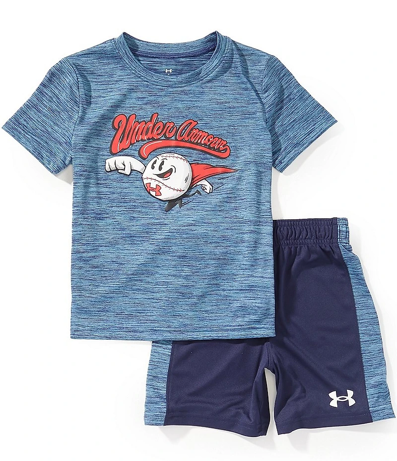 Under Armour Little Boys Short Sleeve Tech Superball Tee & Shorts 2-Piece Set