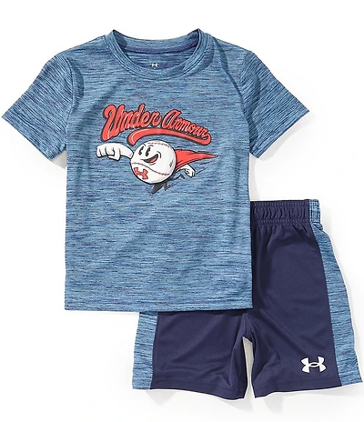 Under Armour Little Boys Short Sleeve Tech Superball Tee & Shorts 2-Piece Set