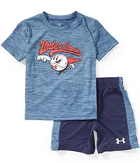 Under Armour Little Boys Short Sleeve Tech Superball Tee & Shorts 2-Piece Set