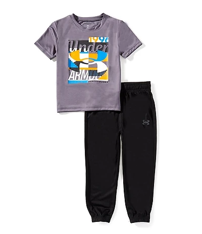 Under Armour Little Boys Short Sleeve Tech T-Shirt & Jogger Pants 2-Piece Set
