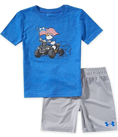 Under Armour Little Boys Short Sleeve UA Freedom Eagle T-Shirt & Shorts 2-Piece Set