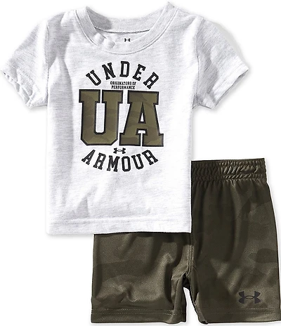 Under Armour Little Boys Short Sleeve UA T-Shirt & Camouflage-Printed Shorts Set