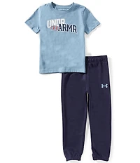 Under Armour Little Boys Short Sleeves Logo Tech T-Shirt & Jogger Pants Set