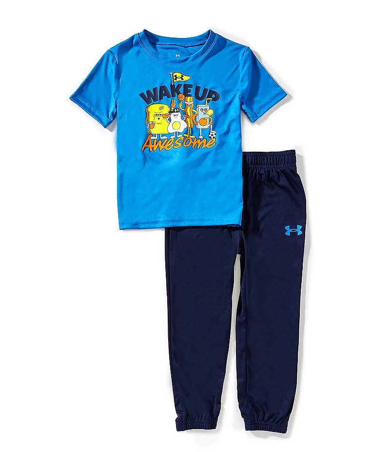 Under Armour Little Boys Short Sleeves Tech Wake Up Awesome T-Shirt & Joggers Set