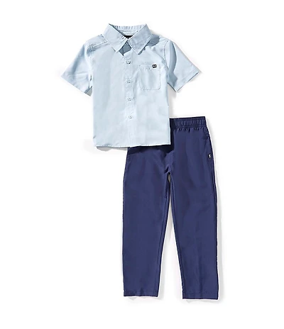 Under Armour Little Boys Short Sleeves Woven Shirt & Pull-Up Pants Set