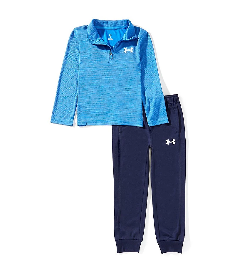 Under Armour Little Boys Stand Collar 1/4#double; Zip Long Sleeve Rye Bread Shirt & Matching Jogger Pants 2-Piece Set