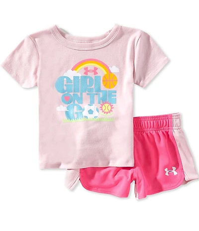 Under Armour Little Girl Short Sleeves On The Go Tee & Shorts Set