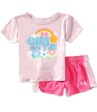 Under Armour Little Girl Short Sleeves On The Go Tee & Shorts Set