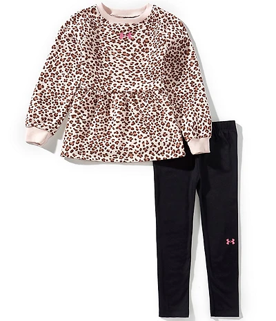 Under Armour Little Girls Long Girls Leopard Print Fleece Tunic & Jogger Pants Set