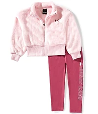 Under Armour Little Girls Long-Sleeve Faux-Sherpa Jacket & Four-Way-Stretch Leggings Set