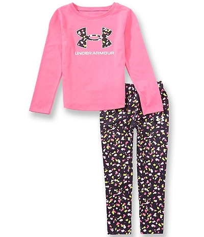 Under Armour Little Girls Long Sleeve Graphic Logo Pullover & Printed Leggings Set