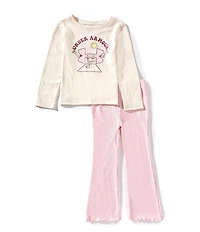 Under Armour Little Girls Long Sleeve T-Shirt & Lettuce Hem Flare Leggings Set