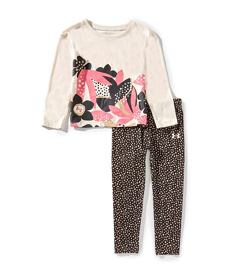 Under Armour Little Girls Printed Long Sleeve T-Shirt & Allover Printed Leggings Set