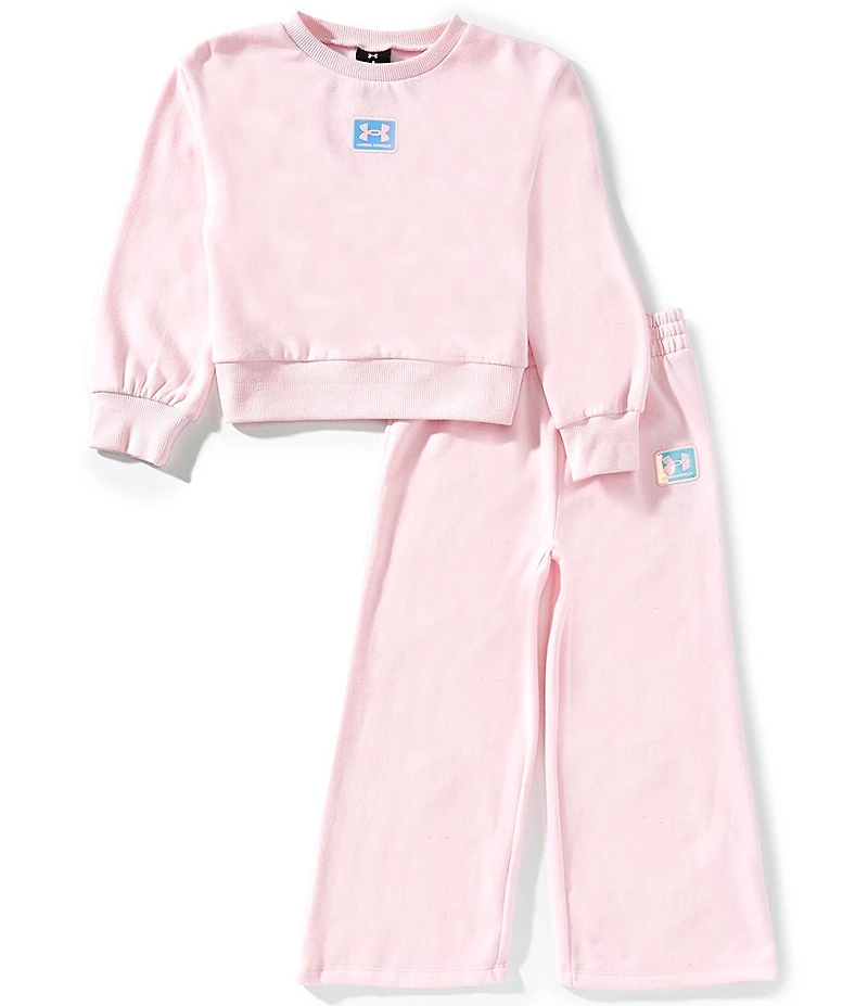 Under Armour Little Girls Rival Fleece Crew Flare Sweatshirt and Pants Set