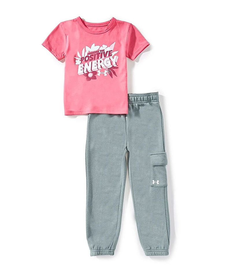 Under Armour Little Girls Short Sleeve T-Shirt & Cargo Pants 2-Piece Set