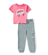 Under Armour Little Girls Short Sleeve T-Shirt & Cargo Pants 2-Piece Set