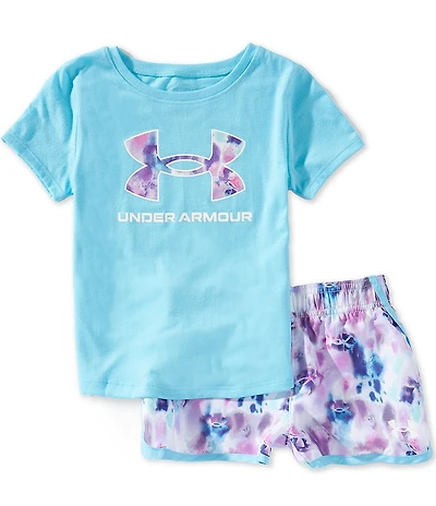Under Armour Little Girls Short Sleeve T-Shirt & Printed Shorts Set