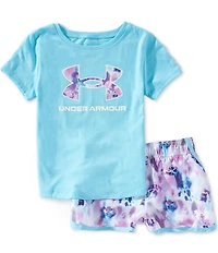 Under Armour Little Girls Short Sleeve T-Shirt & Printed Shorts Set