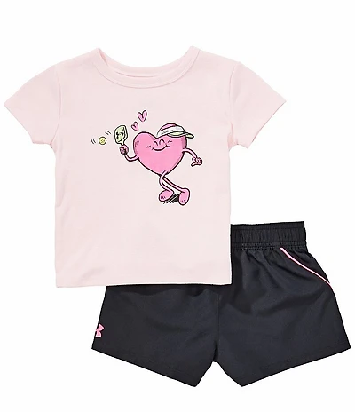 Under Armour Little Girls Short Sleeve UA Tech Tee & Woven Shorts Set