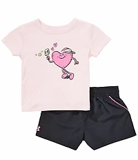 Under Armour Little Girls Short Sleeve UA Tech Tee & Woven Shorts Set