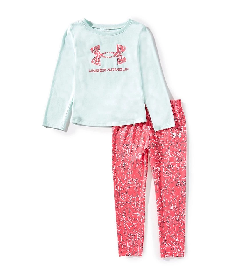 Under Armour Little Girls Logo Graphic Long Sleeve T-Shirt & Allover Printed Leggings Set