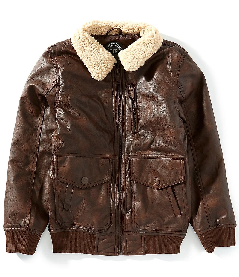 Urban Republic Big Boys Coated Sherpa Collar Jacket