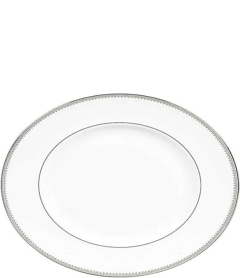Vera Wang by Wedgwood Grosgrain Striped & Dotted Platinum Bone China Oval Platter
