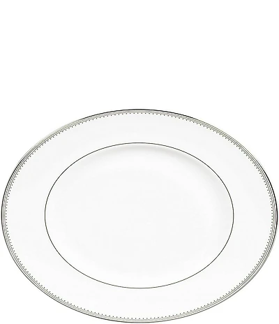 Vera Wang by Wedgwood Grosgrain Striped & Dotted Platinum Bone China Oval Platter