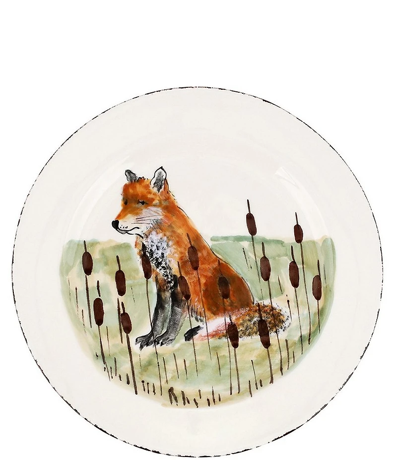 VIETRI Festive Fall Wildlife Fox Dinner Plate