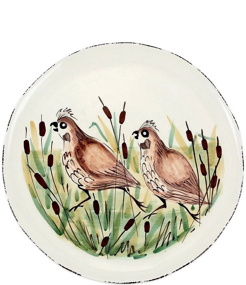 VIETRI Festive Fall Wildlife Quail Round Platter