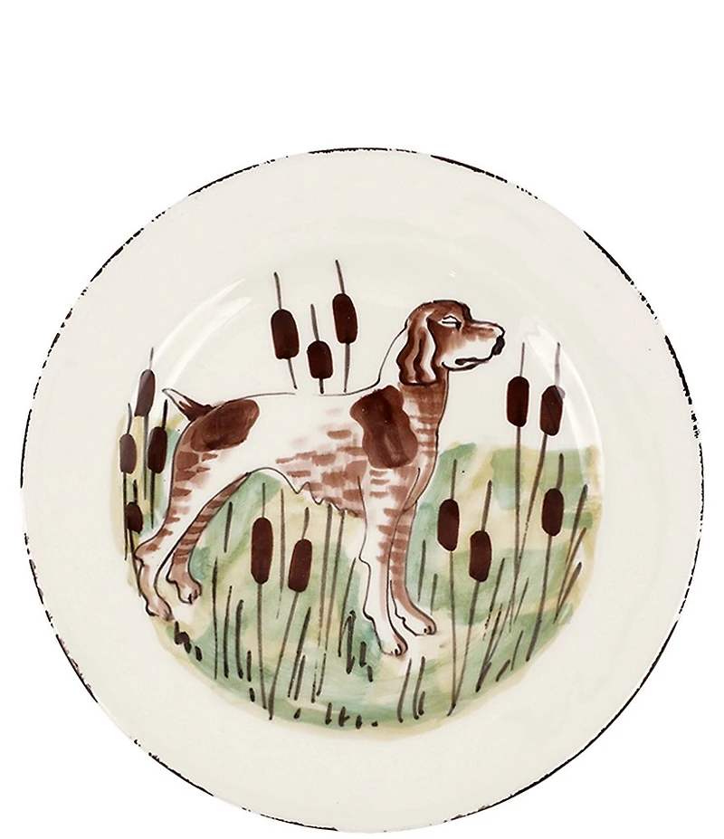VIETRI Festive Fall Wildlife Spaniel Dinner Plate