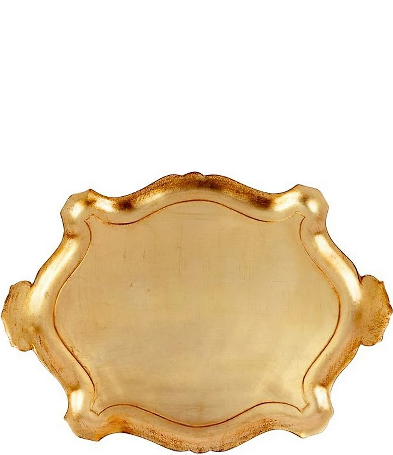 VIETRI Florentine Wooden Accessories Gold Extra Large Oblong Tray