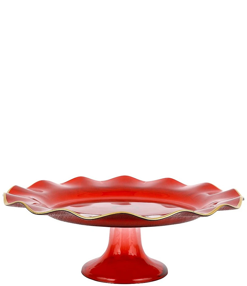 VIETRI Glass Scalloped Edge Cake Stand