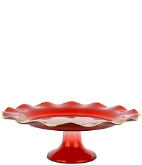 VIETRI Glass Scalloped Edge Cake Stand
