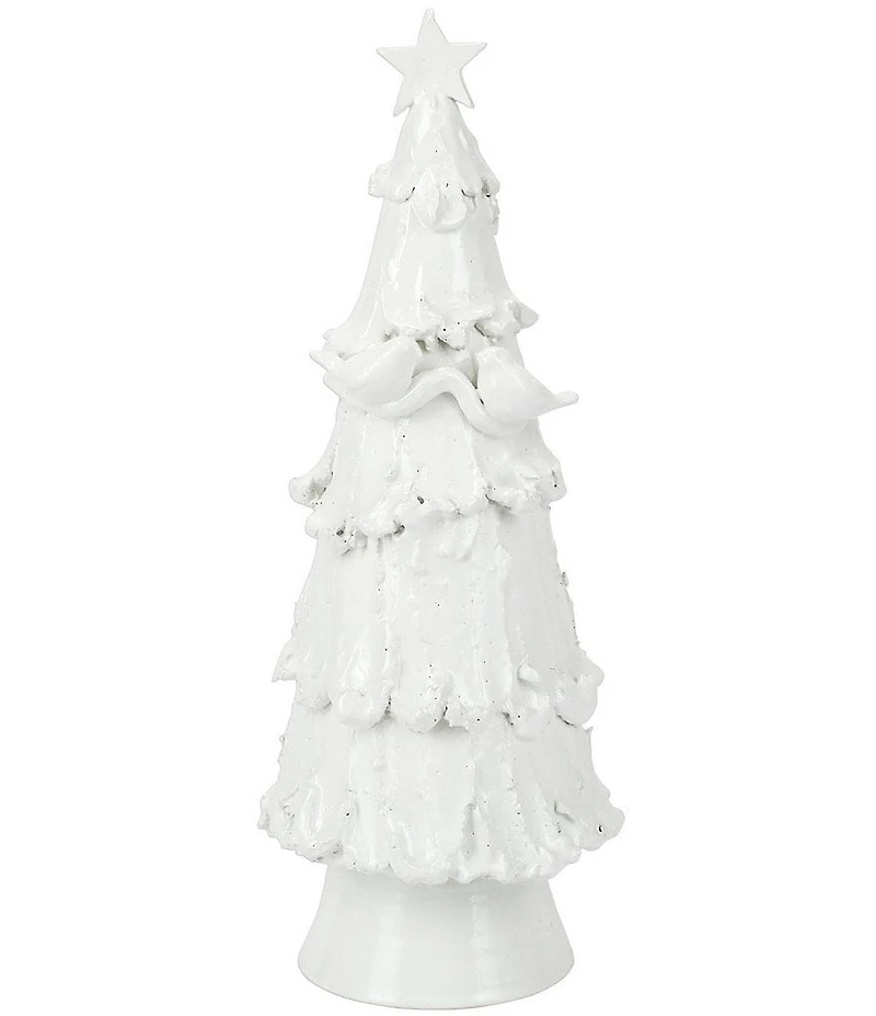 VIETRI Holiday Foresta Collection Large White Tree with Birds & Star